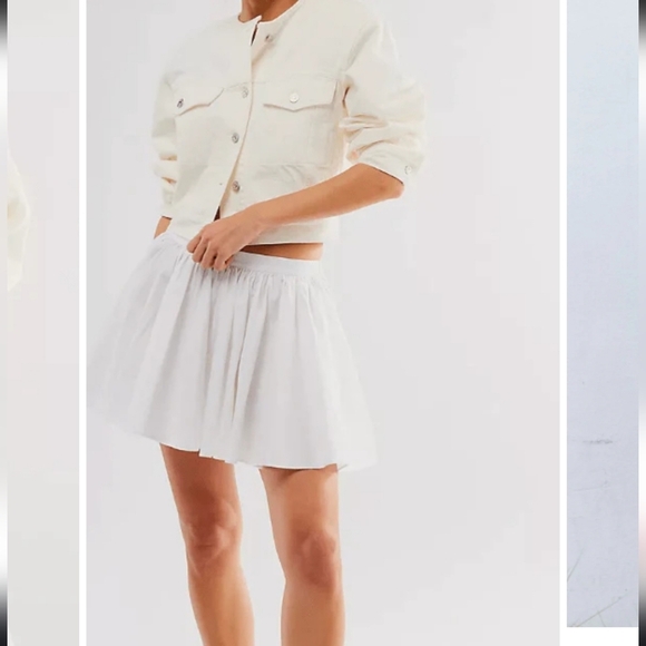 Free People Gaia Optic White Mini Skater Skirt Pleated Casual - Picture 7 of 13